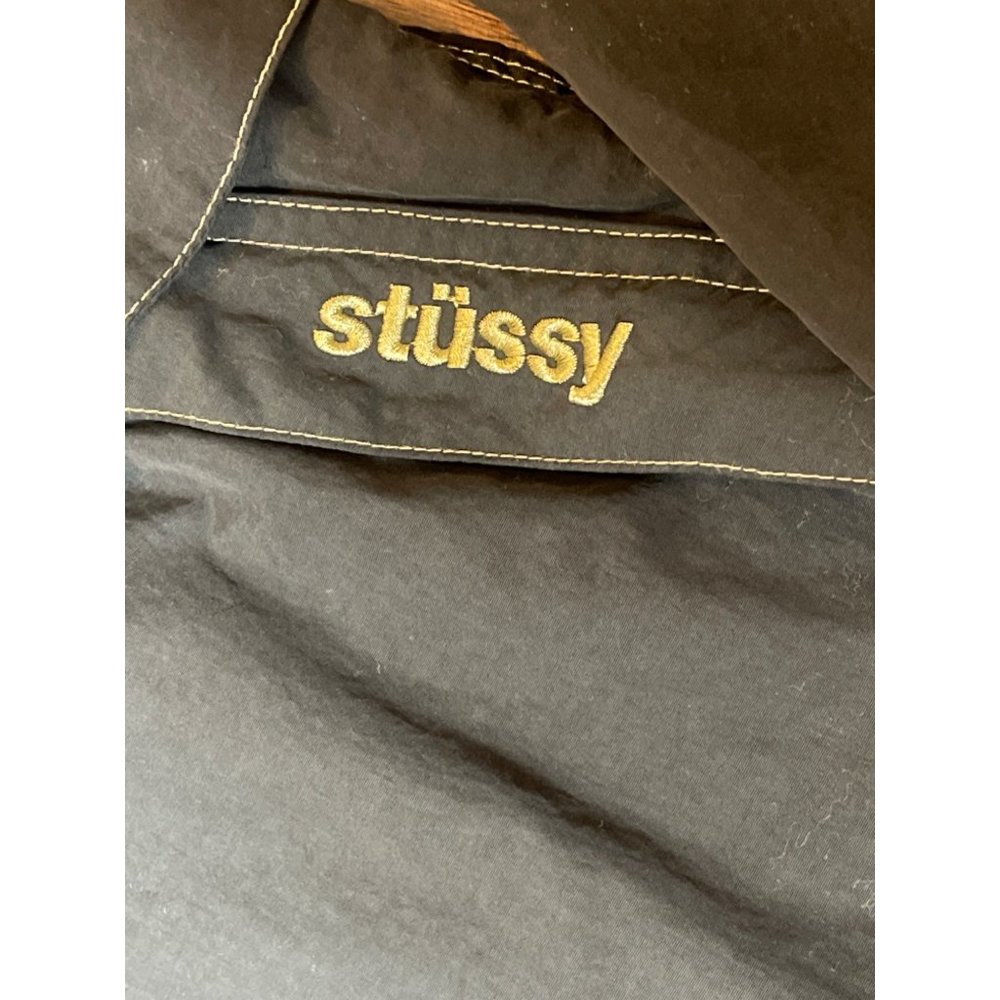 Stussy Lightweight Black / Tan Hooded Anorak Jacket Windbreaker Mens Size Small - Picture 2 of 9